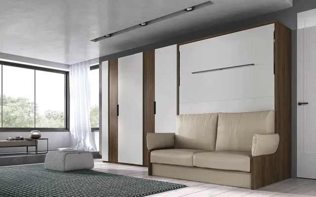 Lit escamotable Cosmo by EOS de Glicerio Chaves Hornero, ouvert dans une chambre contemporaine