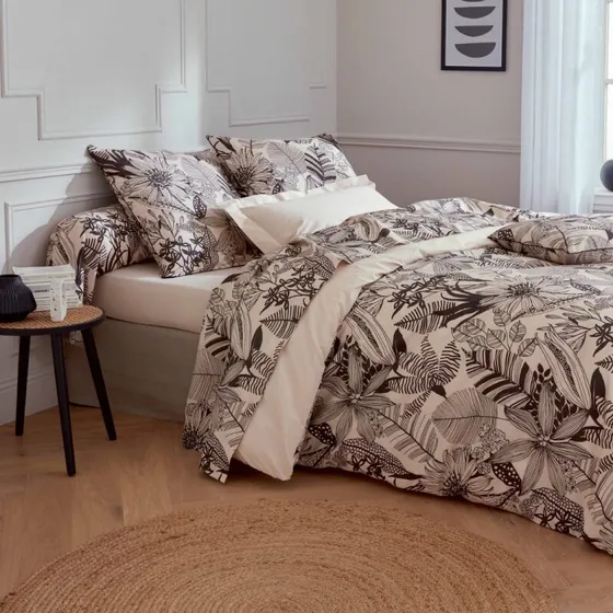Parure Alba Noir — percale imprimée — Tradilinge