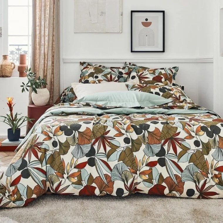 Parure Cascade Sauge — percale imprimée — photo officielle Tradilinge