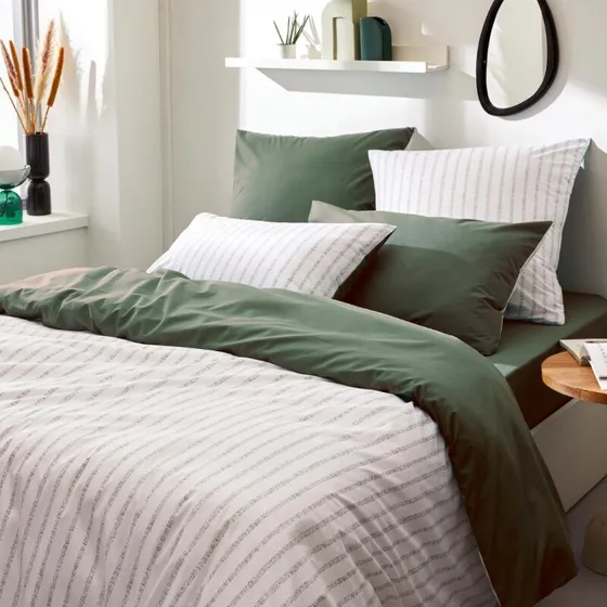 Parure Gaby Kaki — percale imprimée — Tradilinge