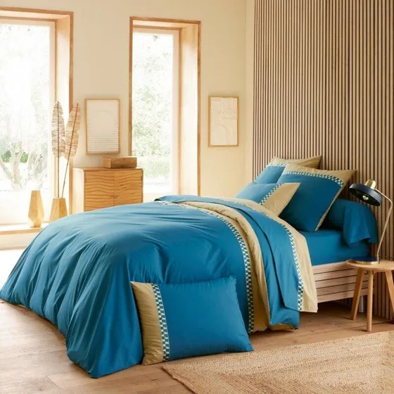 Parure Lino Cobalt — percale imprimée — Tradilinge