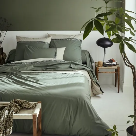 Parure Noa Kaki — percale imprimée — Tradilinge