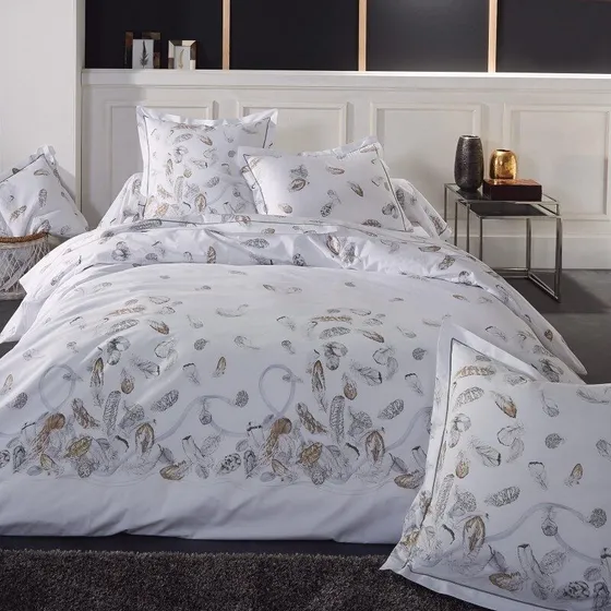 Parure Plumes — percale imprimée — Tradilinge